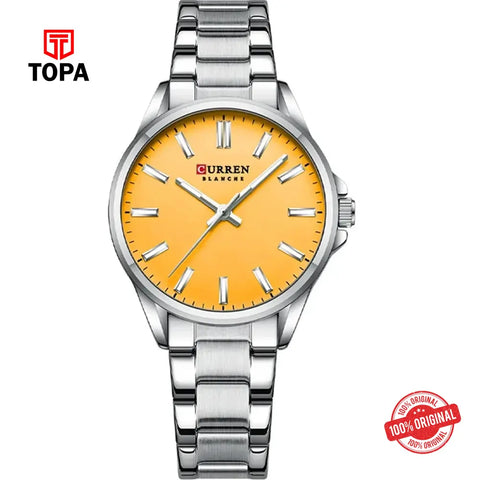 Curren 9090L-CH-YELLOW Metal Band Men Watch - Topa