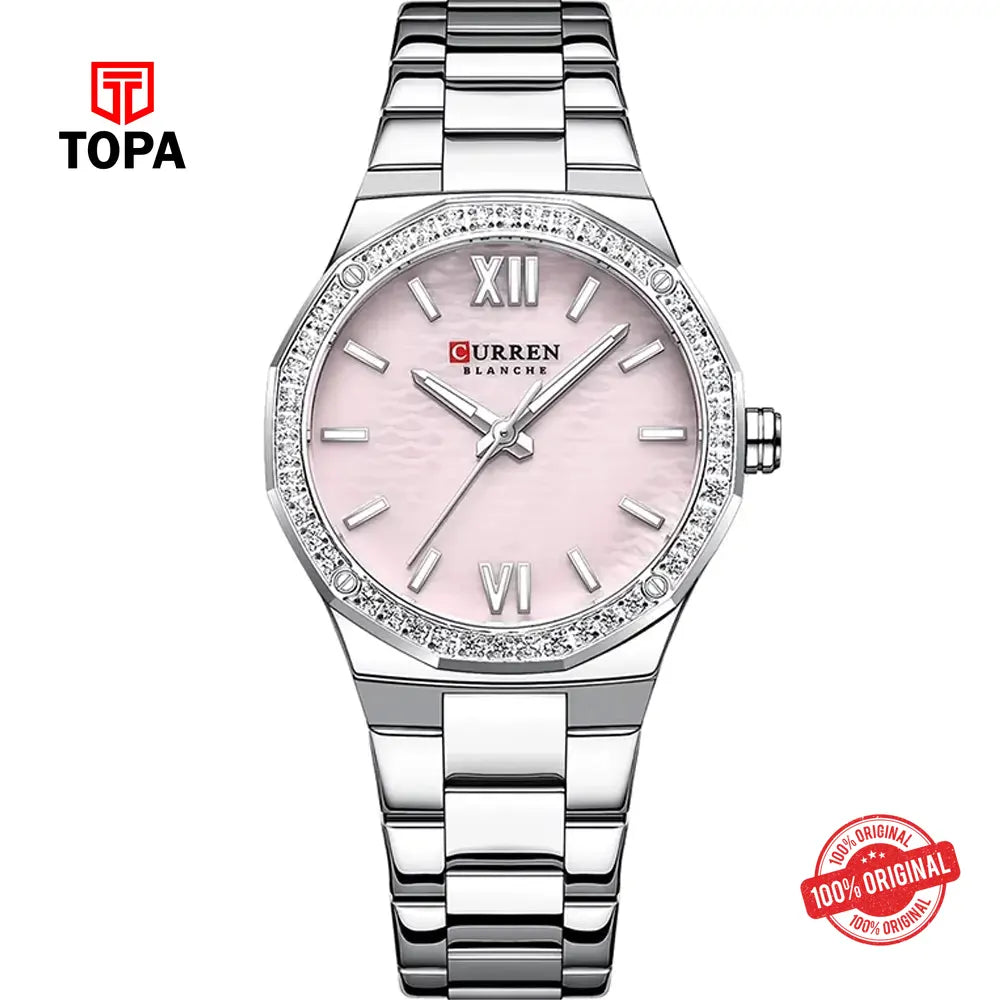Curren 9103L-CH-PNK Metal Band Women Watch - Topa