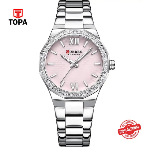 Curren 9103L-CH-PNK Metal Band Women Watch - Topa