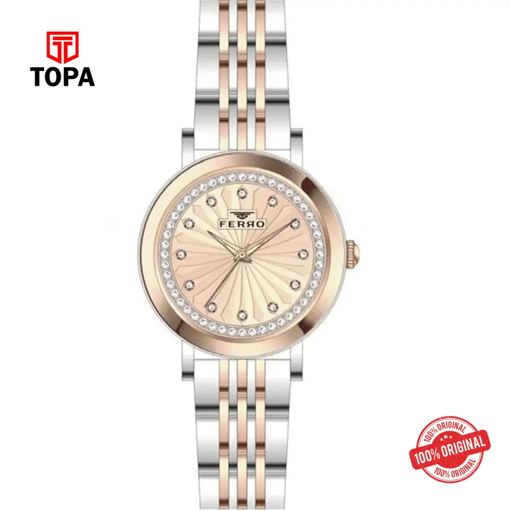 Ferro FL21491A-E5 Metal Band Women Watch - Topa