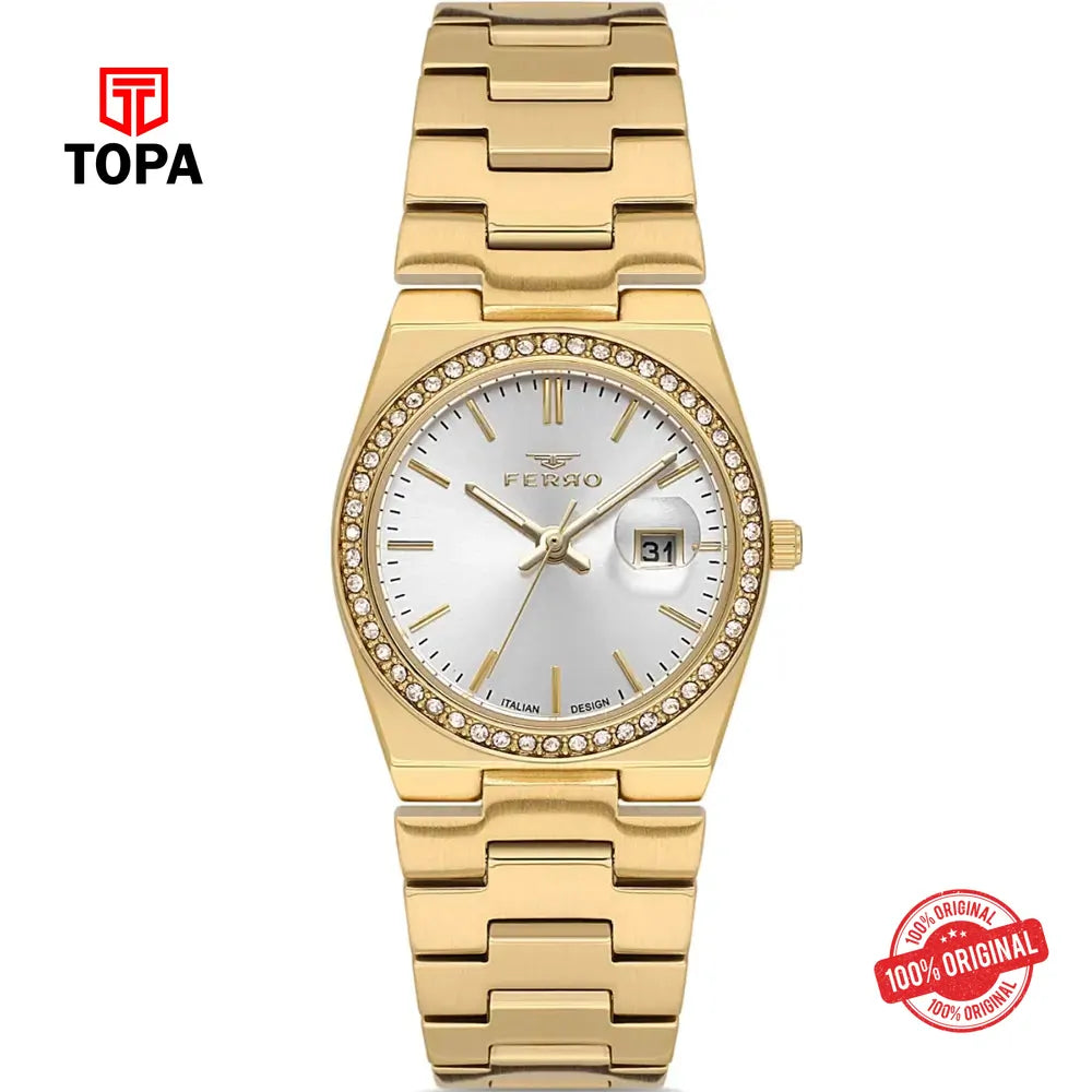 Ferro FL21596A-B Metal Band Women Watch - Topa