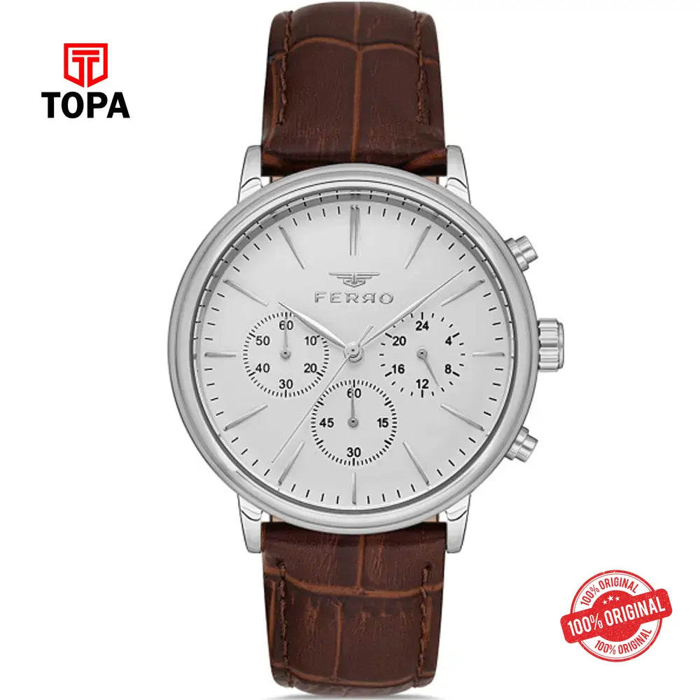 Ferro FM11372B-K2 Leather Band Men Watch - Topa