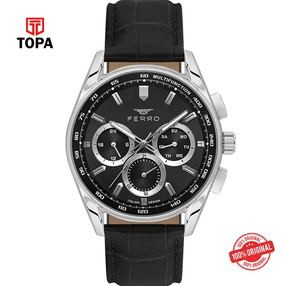 Ferro FM11754B-J2 Leather Band Men Watch - Topa