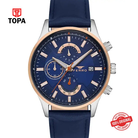 Ferro FM11915B-E3 Leather Band Men Watch - Topa