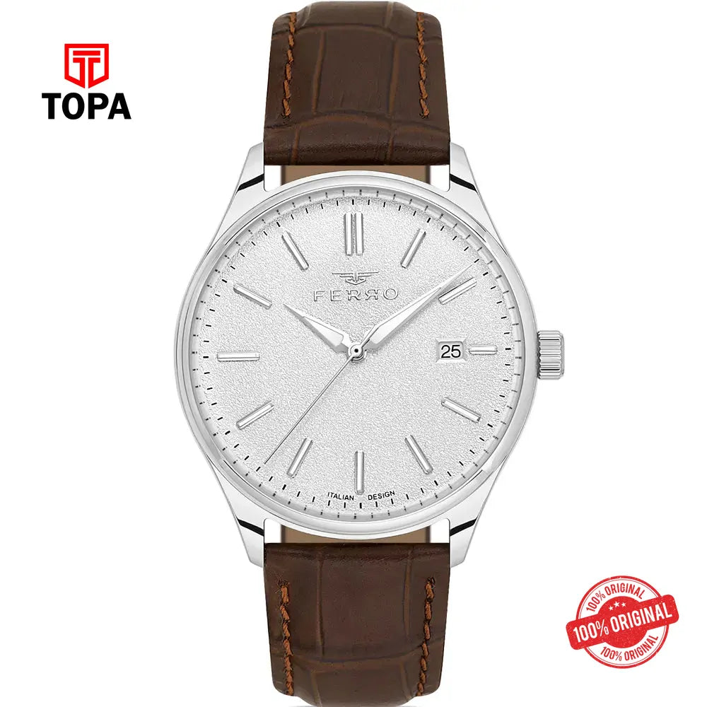 Ferro FM40163B-K Leather Band Men Watch - Topa