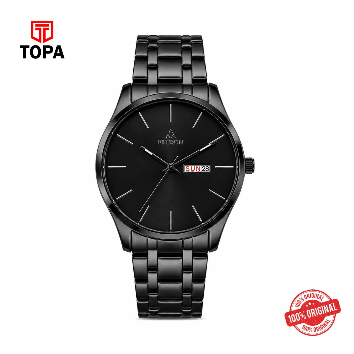 Fitron 9326M Black Dial Black Stainless Steel Watch - Topa