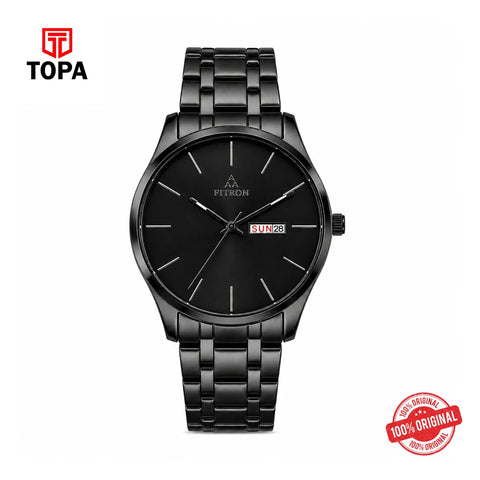 Fitron 9326M Black Dial Black Stainless Steel Watch - Topa