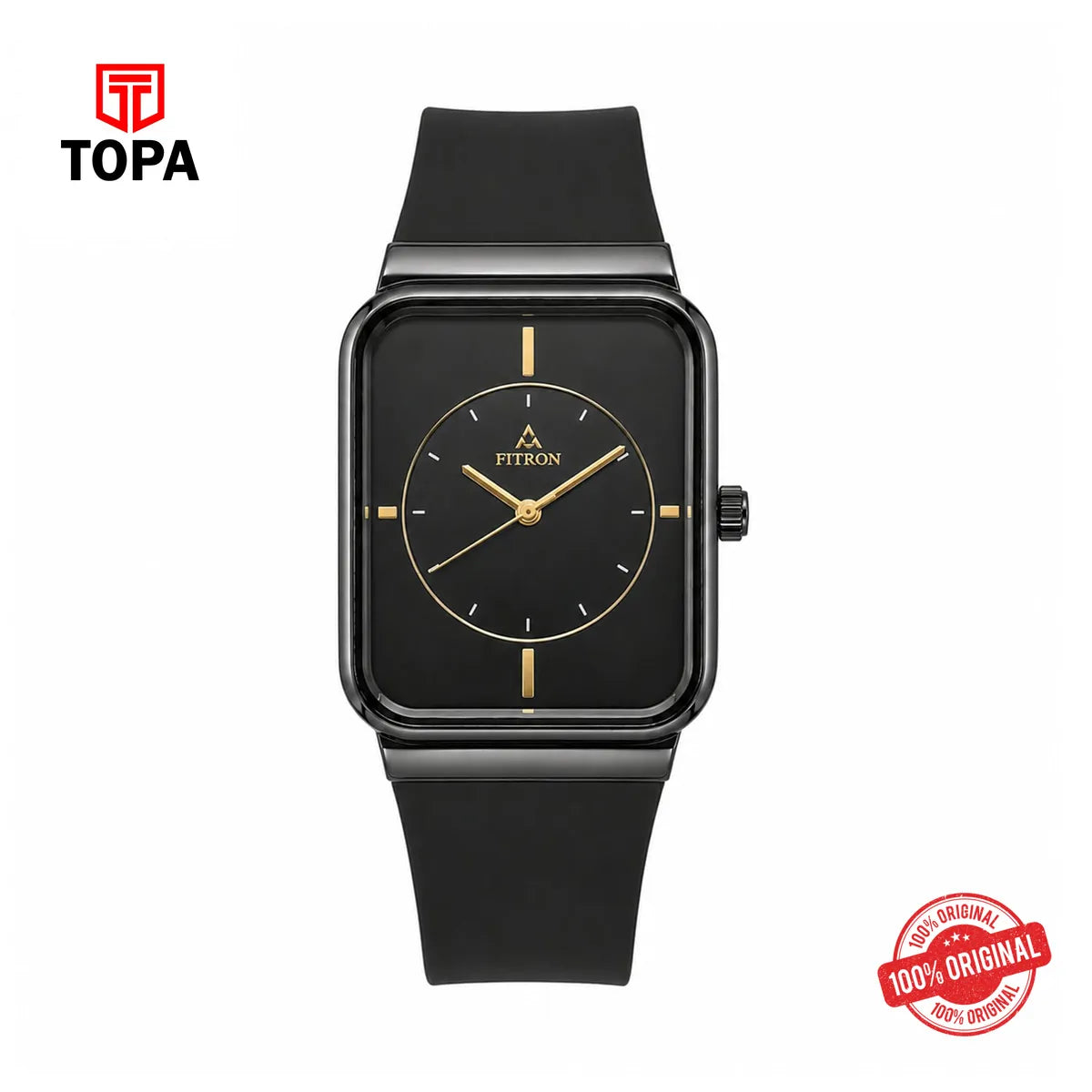 Fitron 9356M Black Dial Rubber Strap Watch - Topa