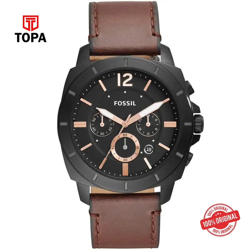 Fossil BQ-2380 Privateer Leather Band Men Watch - Topa