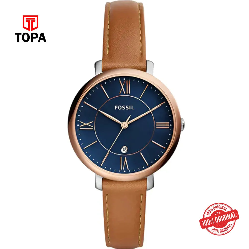 Fossil ES-4274 Jacqueline Leather Band Women Watch - Topa