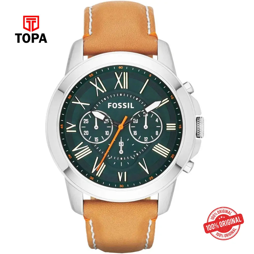 Fossil FS-4918 Grant Leather Band Men Watch - Topa