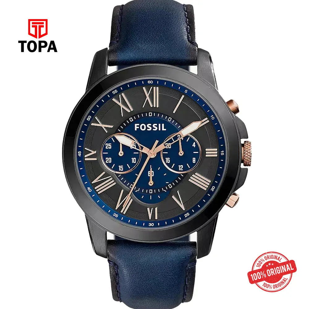 Fossil FS-5061 Leather Band Men Watch - Topa