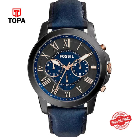 Fossil FS-5061 Leather Band Men Watch - Topa