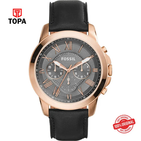 Fossil FS-5085 Grant Leather Band Men Watch - Topa