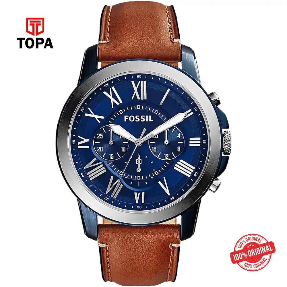Fossil FS-5151 Grant Leather Band Men Watch - Topa