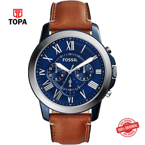 Fossil FS-5151 Grant Leather Band Men Watch - Topa