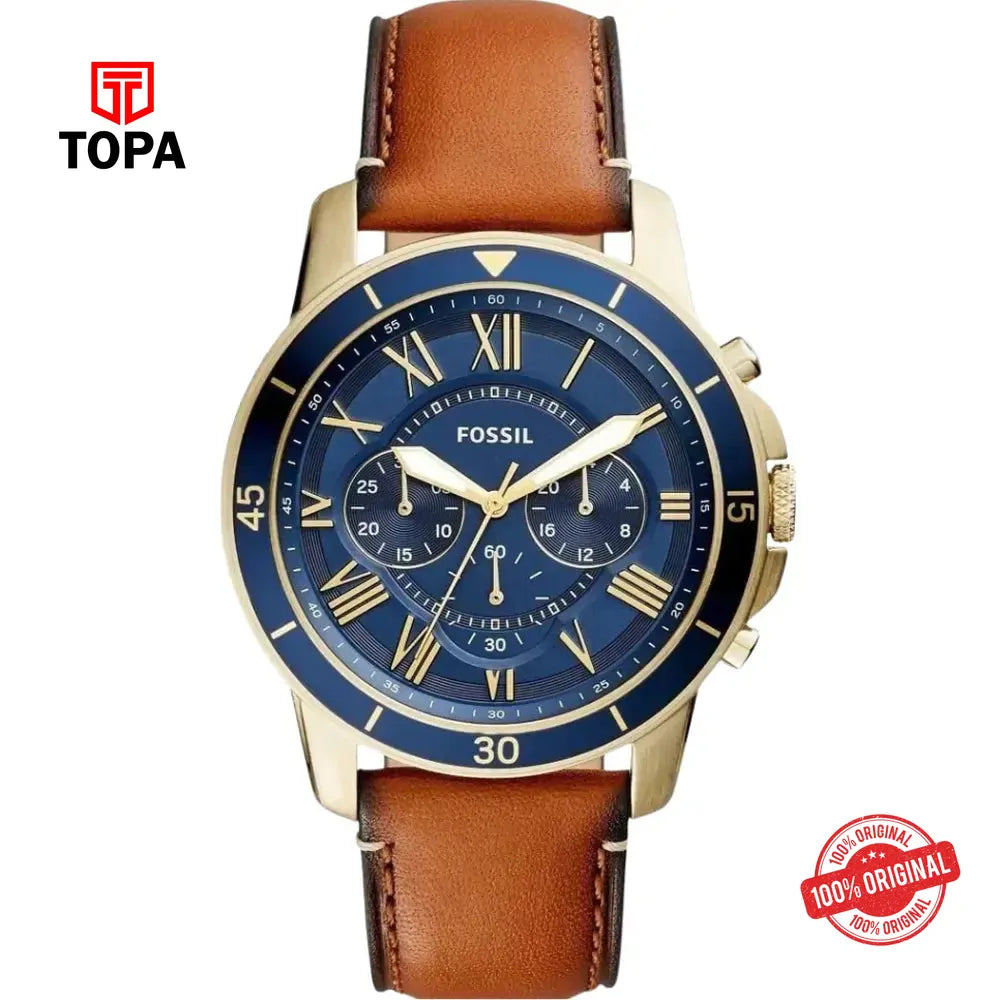 Fossil FS-5268 Leather Band Men Watch - Topa