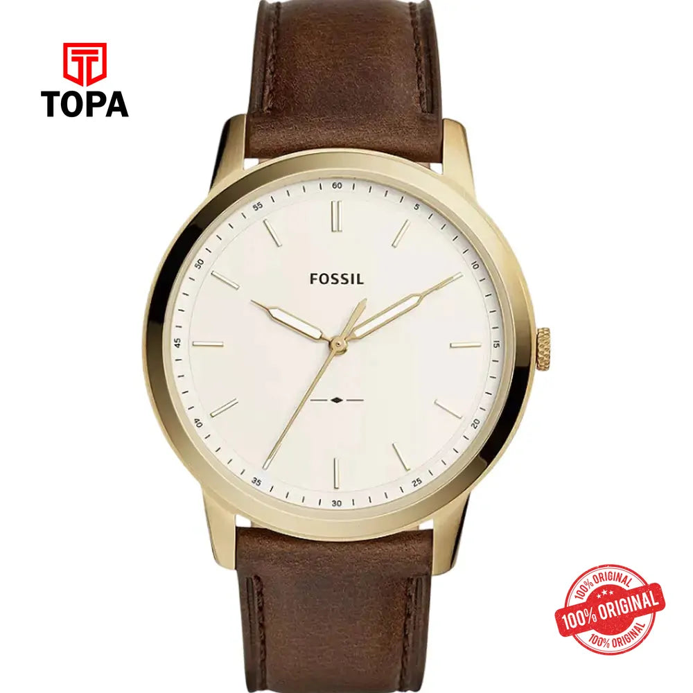 Fossil FS-5397 Minimalist Leather Band Men Watch - Topa