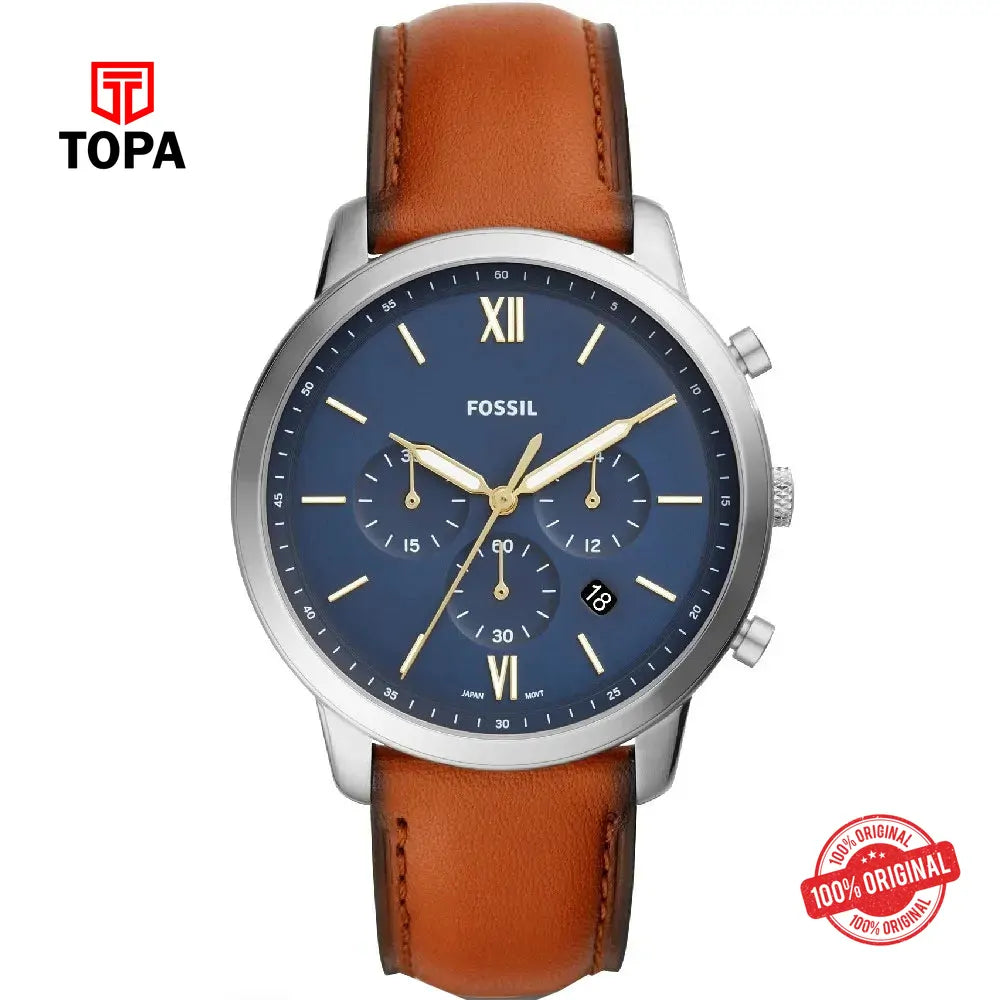 Fossil FS-5453 Leather Band Men Watch - Topa