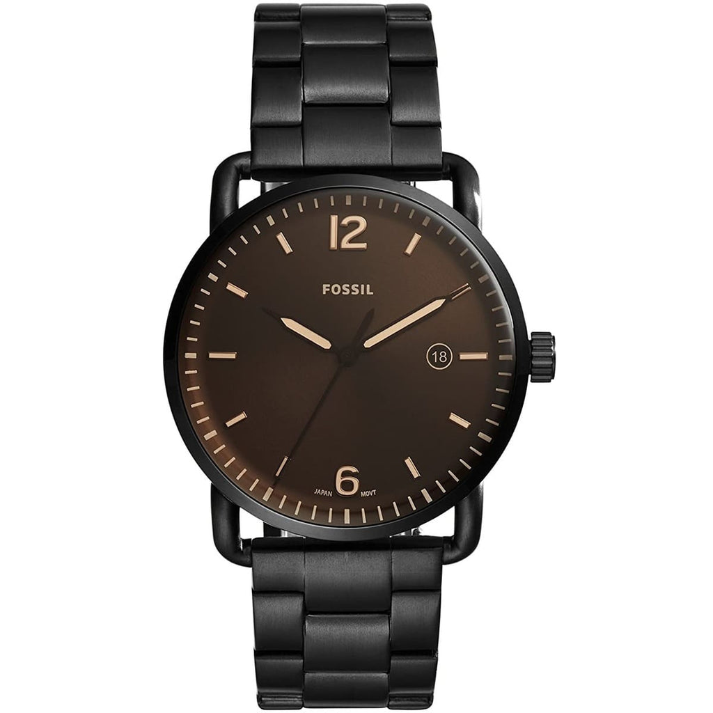 Fossil FS5277 men's chronograph watch with black dial and stainless steel bracelet