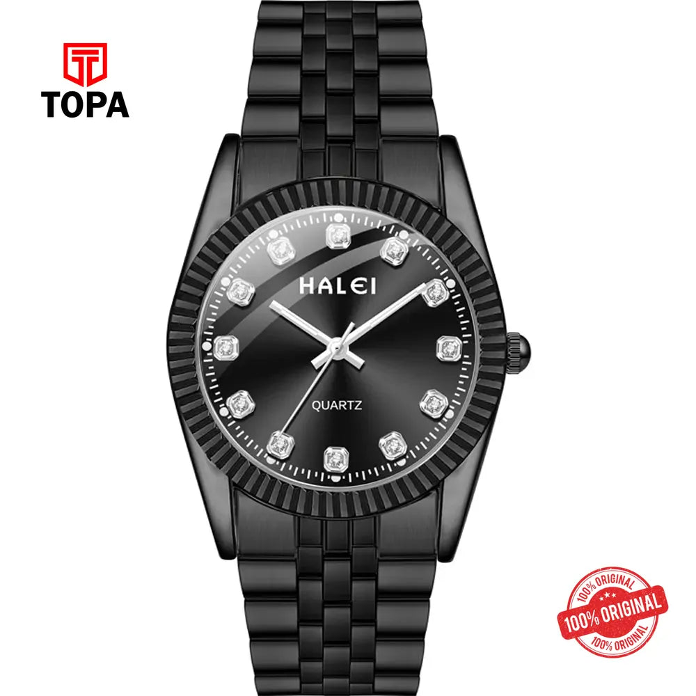 Halei 356M-BLK Metal Band Men Watch - Topa