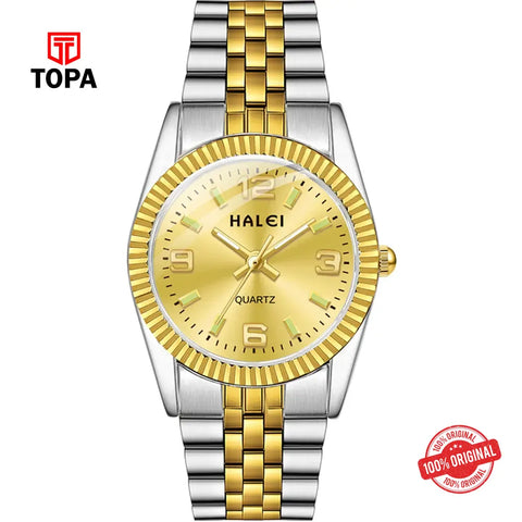 Halei 356M-CHTT-GLD Metal Band Men Watch - Topa