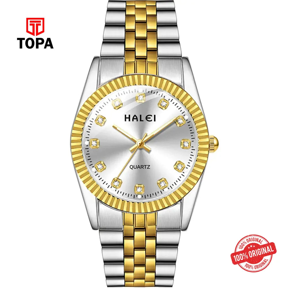 Halei 356M-CHTT-WHT Metal Band Men Watch - Topa