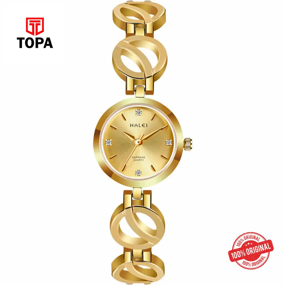 Halei 5004L-GLD Metal Band Women Watch - Topa
