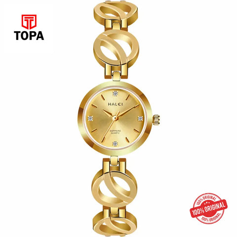 Halei 5004L-GLD Metal Band Women Watch - Topa