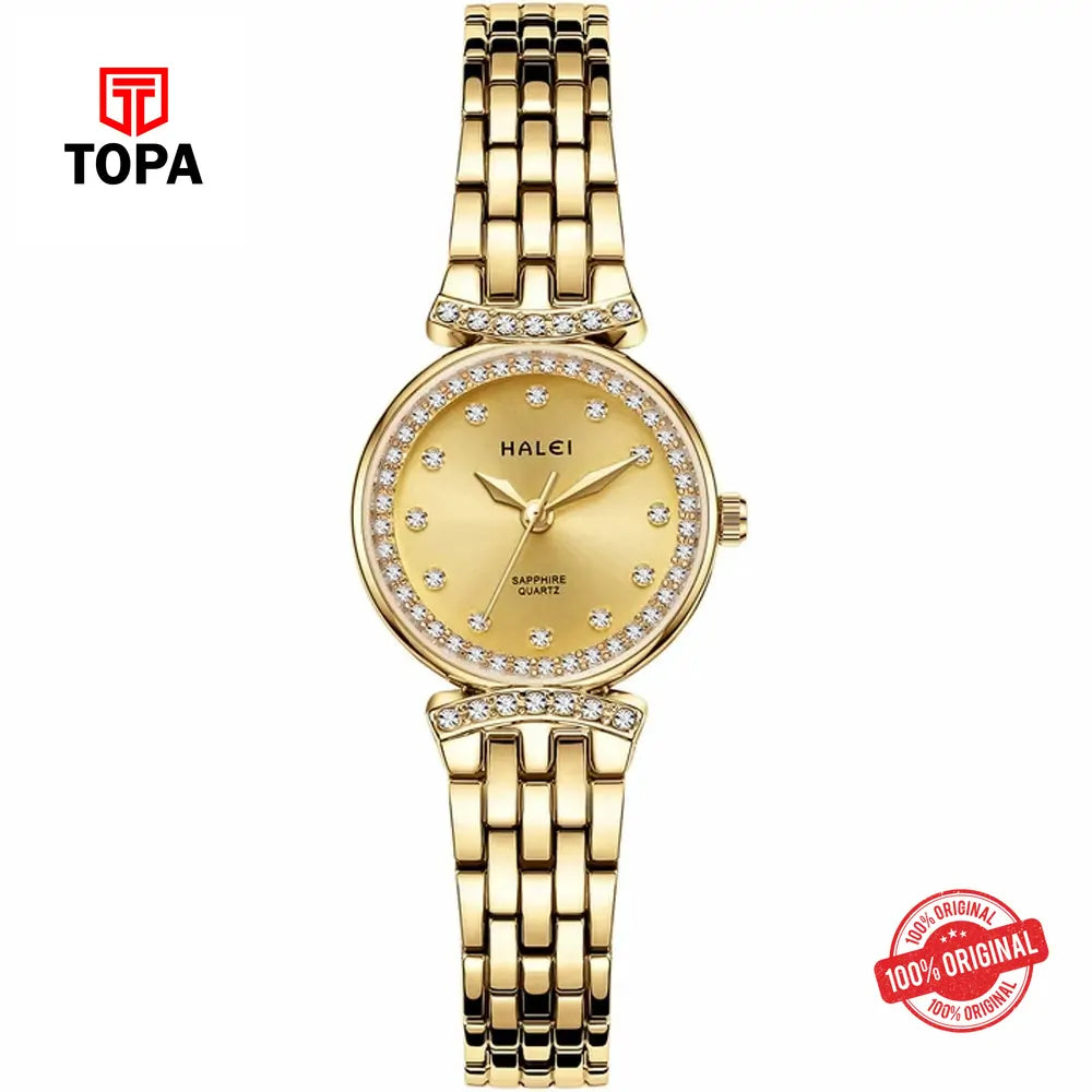 Halei 5011L-GLD Metal Band Women Watch - Topa