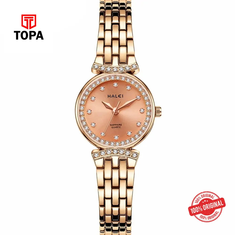 Halei 5011L-RG Metal Band Women Watch - Topa