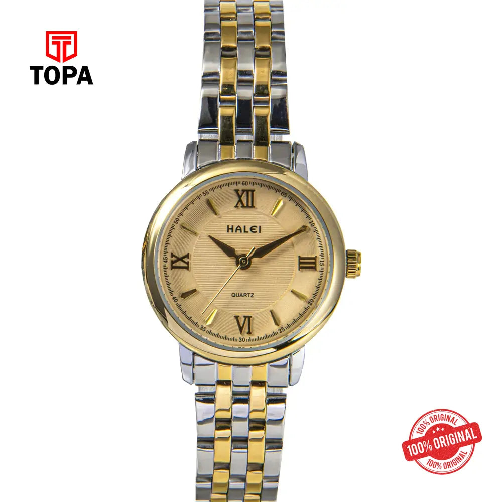 Halei 550L-CHTT-GLD Metal Band Women Watch - Topa