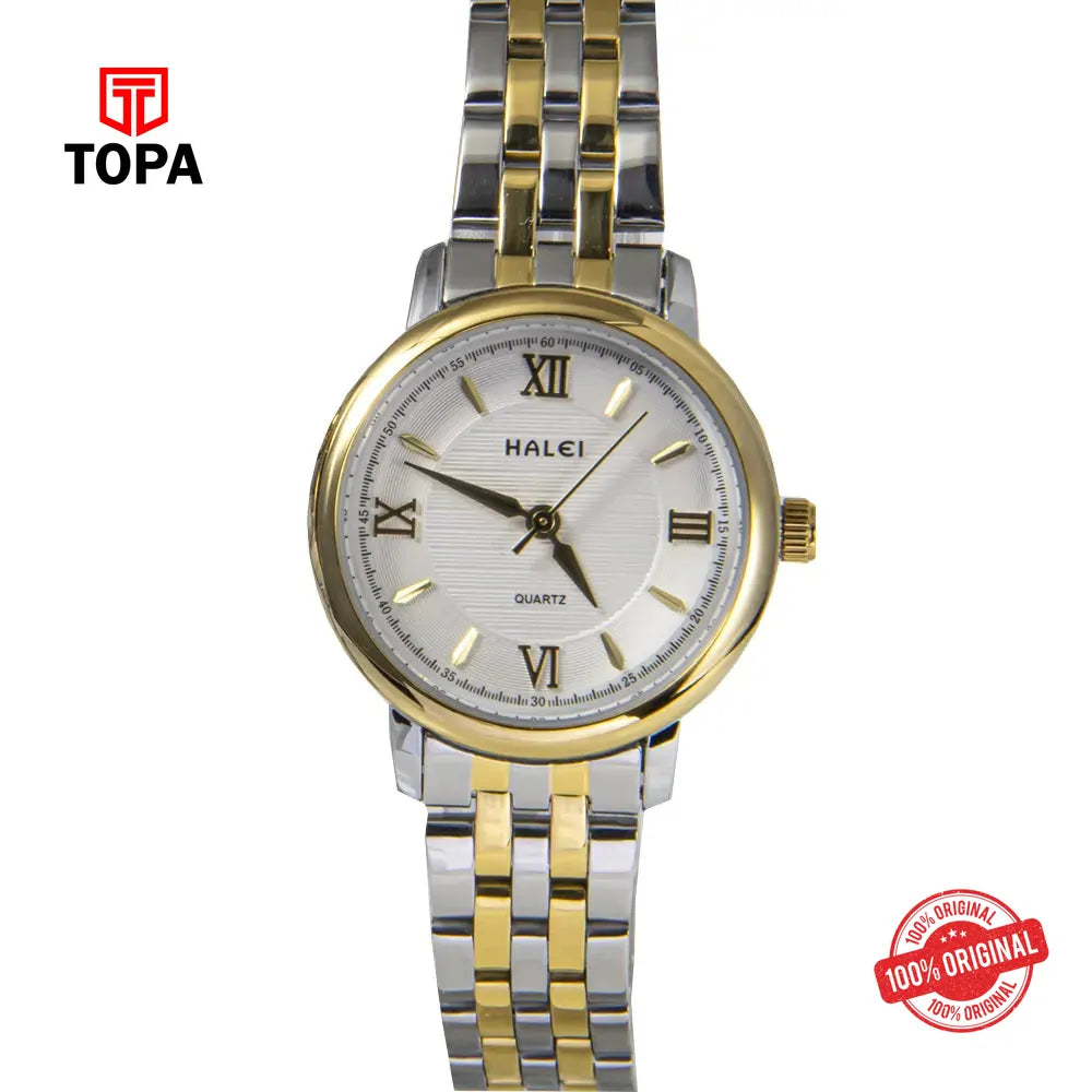 Halei 550L-CHTT-WHT Metal Band Women Watch - Topa