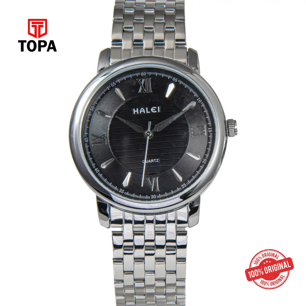 Halei 550M-CH-BLK Metal Band Men Watch - Topa