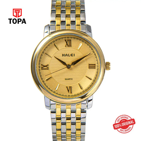 Halei 550M-CHTT-GLD Metal Band Men Watch - Topa