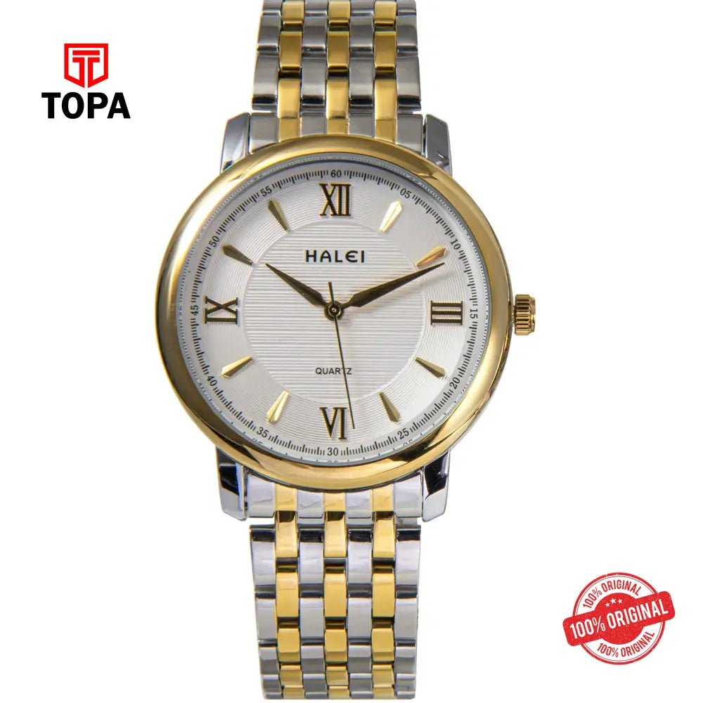 Halei 550M-CHTT-WHT Metal Band Men Watch - Topa