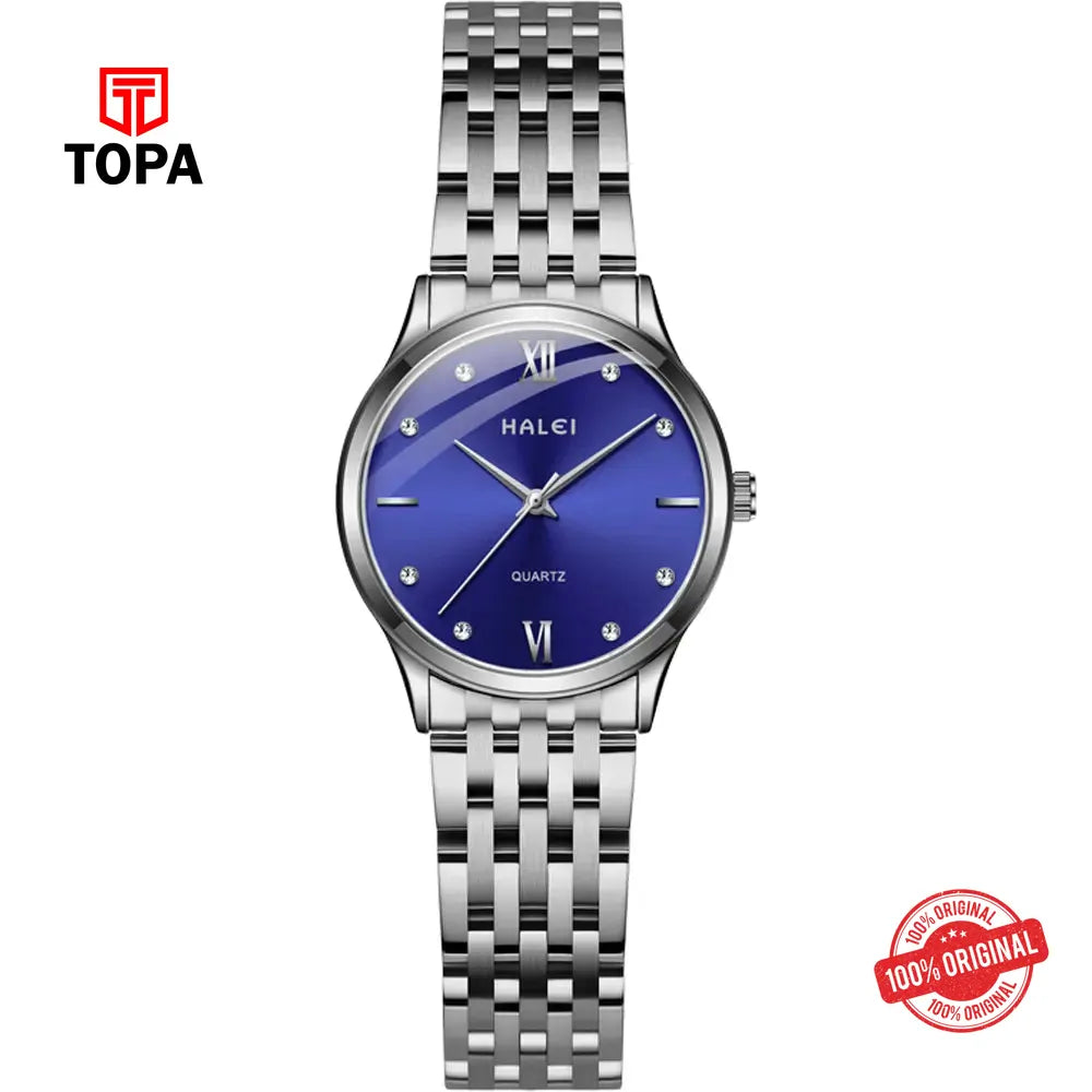 Halei 551L-CH-BLU Metal Band Women Watch - Topa