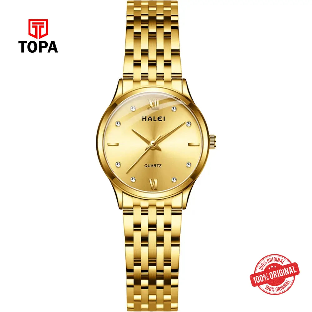 Halei 551L-GLD Metal Band Women Watch - Topa