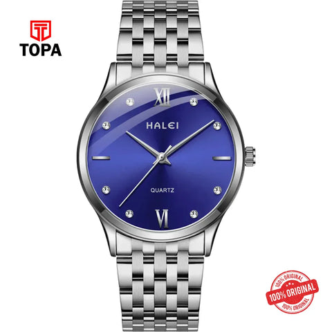 Halei 551M-CH-BLU Metal Band Men Watch - Topa
