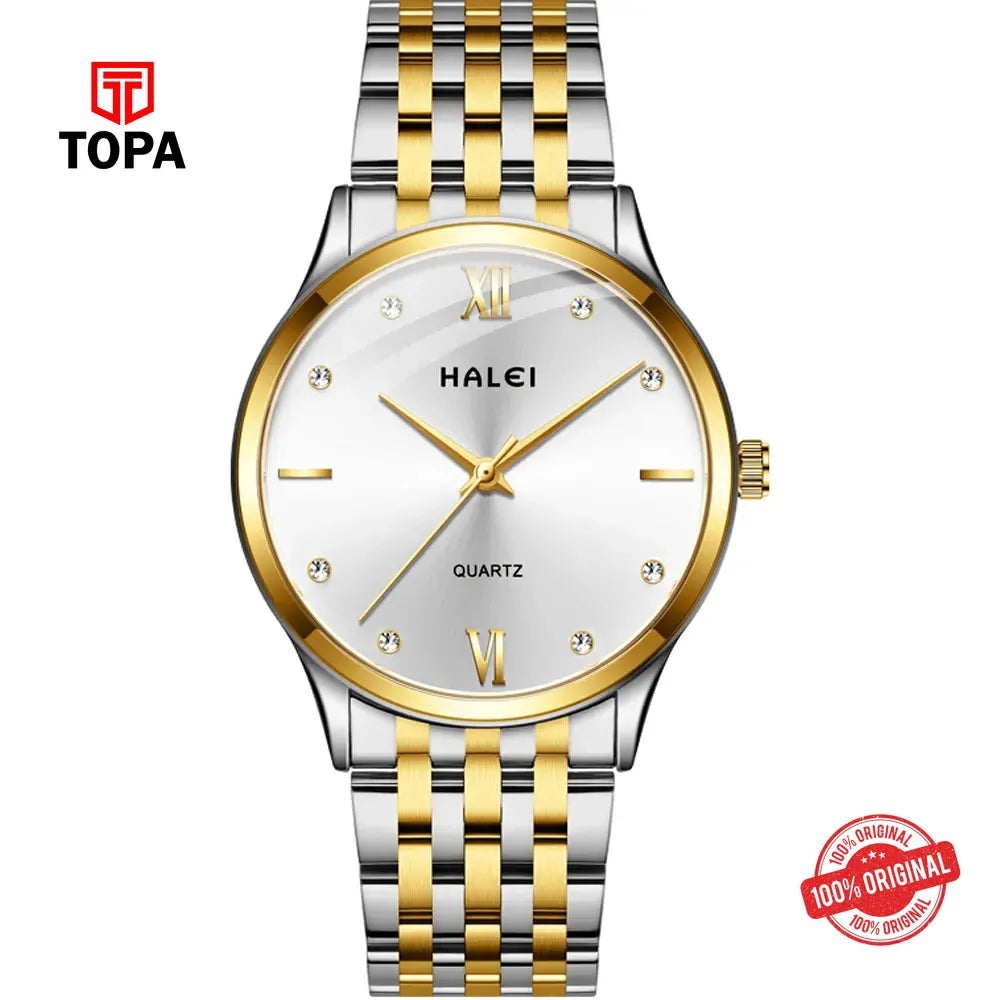Halei 551M-CHTT-WHT Metal Band Men Watch - Topa