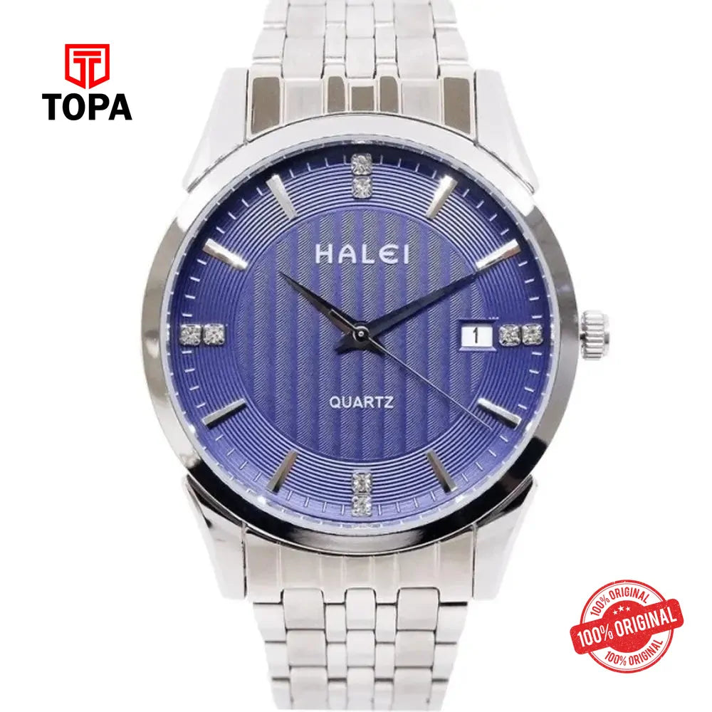 Halei 562M-CH-BLU Metal Band Men Watch - Topa
