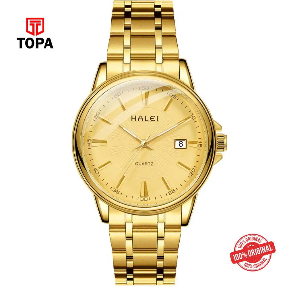 Halei 563M-GLD Metal Band Men Watch - Topa
