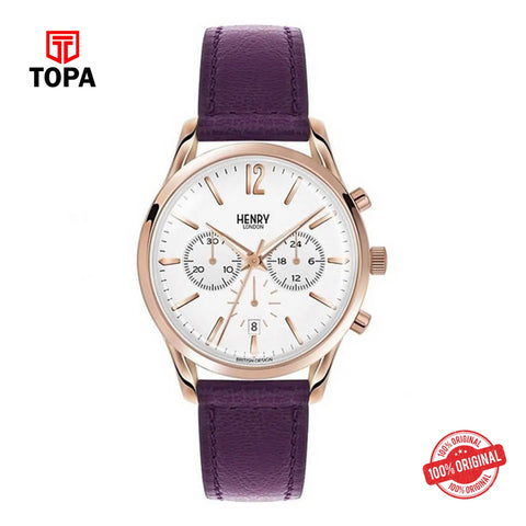 Henry London HL39-CS-0090-63 Leather Strap Men Watch - Topa