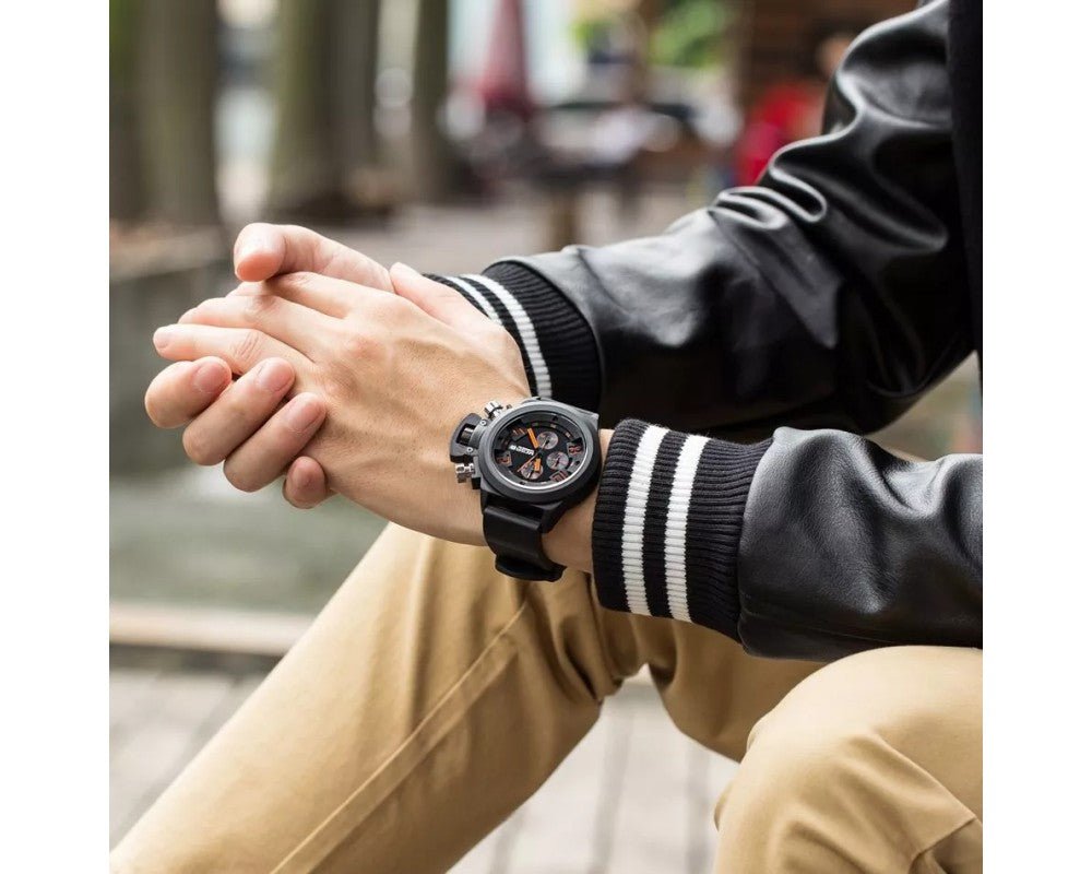 MEGIR 2002 Silicone Band Analog Chronograph Stop Watch Military Army Stylish Mens Watches