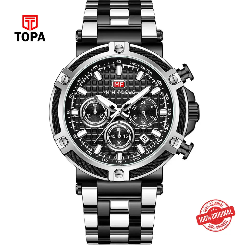 Min Focus MF0470G-06 Metal Band Men Watch - Topa