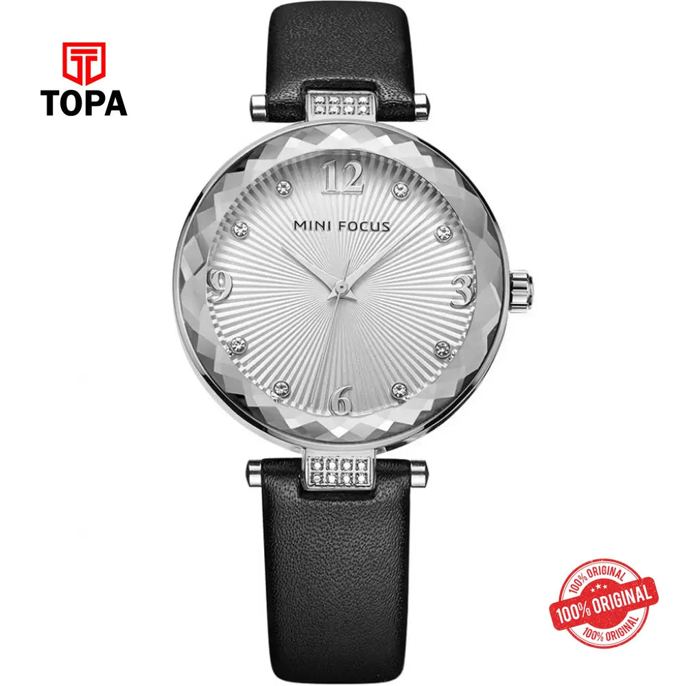 Mini Focus MF0038L-03 Leather Band Women Watch - Topa