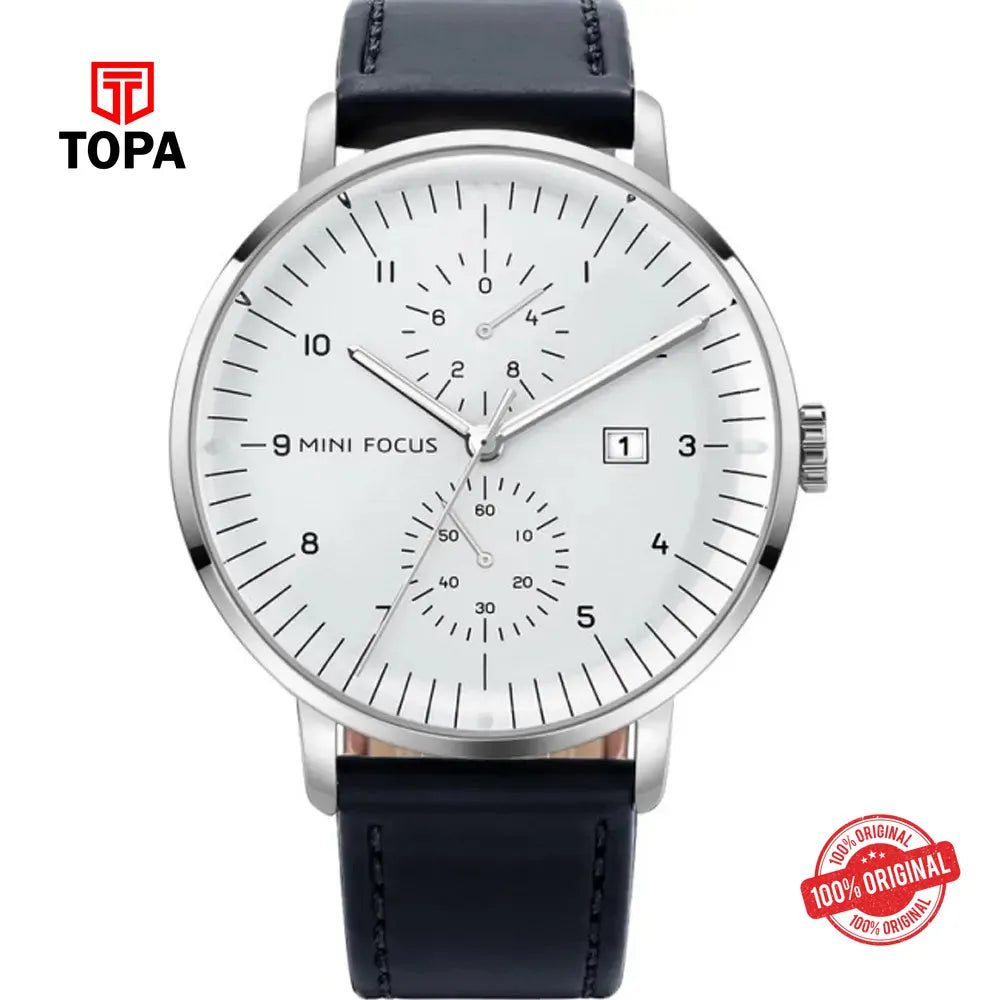 Mini Focus MF0052G-01 Leather Band Men Watch - Topa