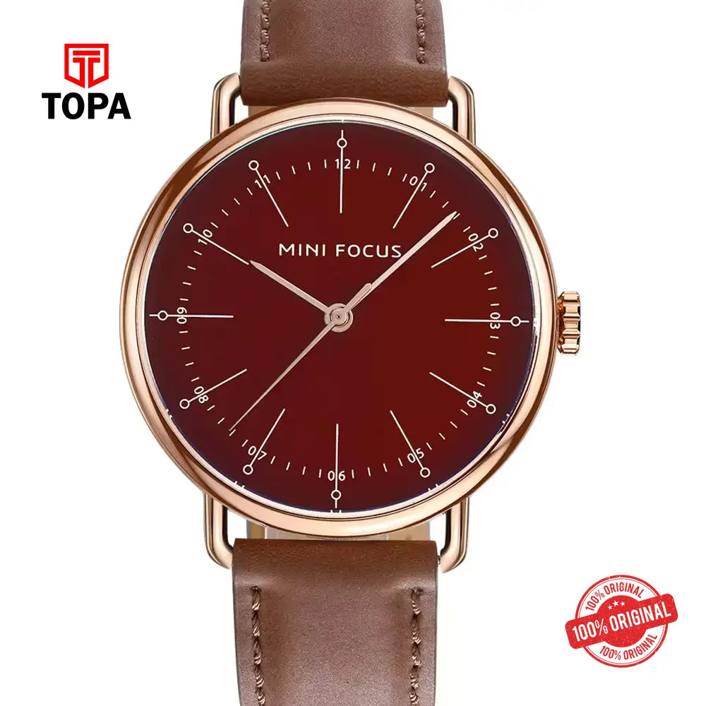 Mini Focus MF0056G-01 Leather Band Men Watch - Topa