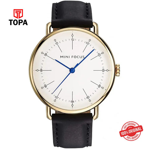 Mini Focus MF0056G-02 Leather Band Men Watch - Topa
