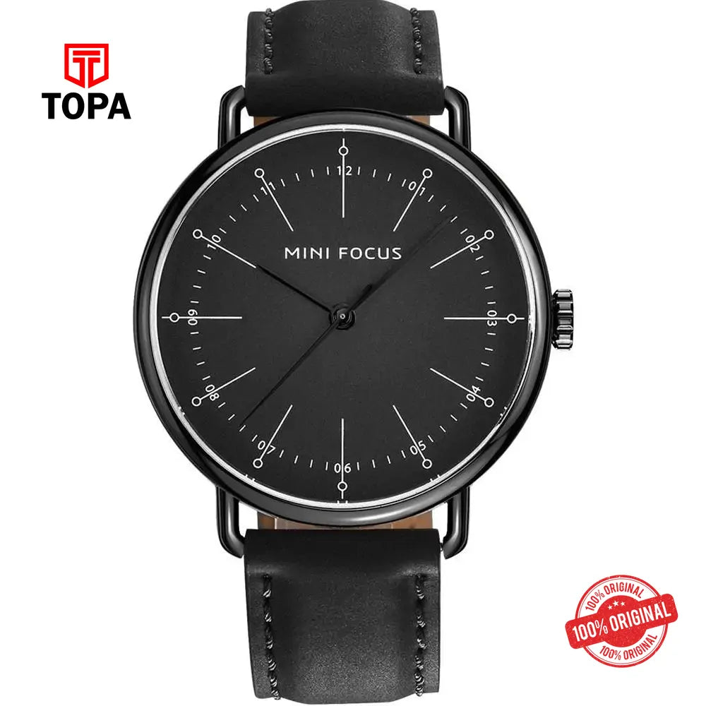 Mini Focus MF0056G-03 Leather Band Men Watch - Topa